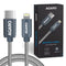 USB C to Lightning Braided Sync & Charge Cable For iPhone, iPad and iPod, Fast Charging Lightning Cable, 3.2 Feet (1M), Grey